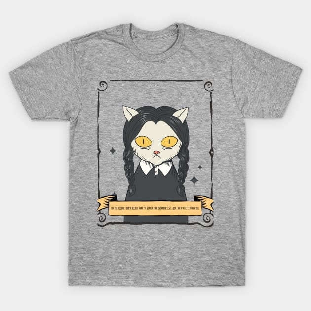 Wednesday Addams Funny Cat T-Shirt by GaroStudioFL